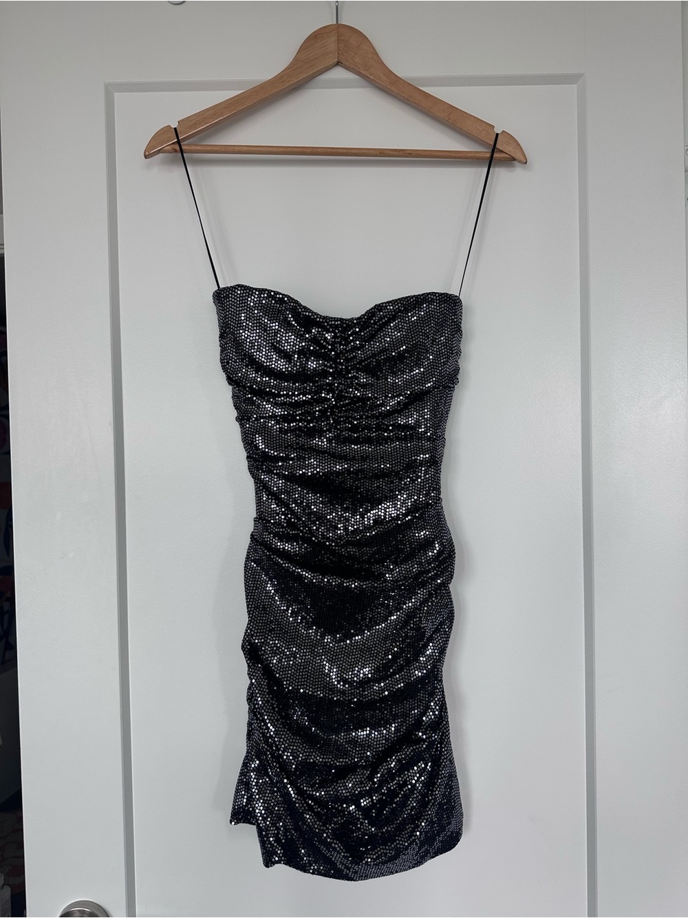 ba&sh Black Strapless Sequin Mini Dress